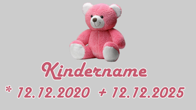 Schrift 4 Rosa auf weiss Teddy