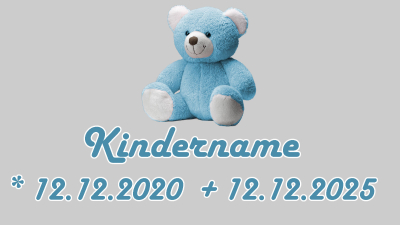 Schrift 4 Blau auf weiss Teddy