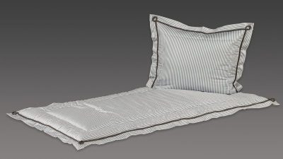 Deckengarnitur Baumwoll-Satin wei Streifen grau Stehsaum Kordel