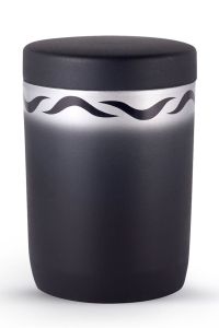 Seeurne aus Tonolith schwarz mit Wellendekor