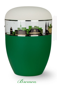 Bio-Urne Bremen gr�n wei� mit Silhouette