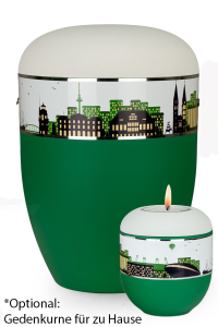 Bio-Urne Bremen gr�n wei� mit Silhouette