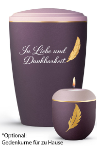 Urne Plumea Berry und Ros� goldene Text-Feder