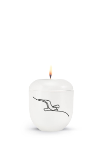 Miniurne wei� M�we Edition Linea Gedenklicht