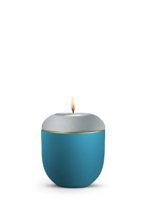 Gedenkurne Blomera T�rkis/Eisblau Goldband