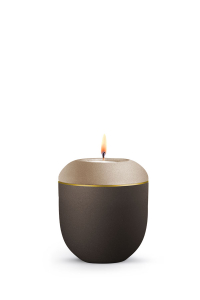 Gedenkurne Blomera Braun Champagner Goldband