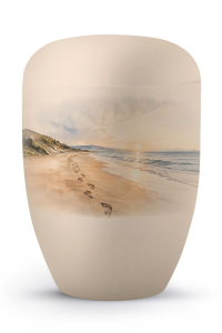 Urne creme Edition Horizon Aufdruck Spuren im Sand