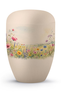 Urne creme Edition Horizon Aufdruck Blumenwiese