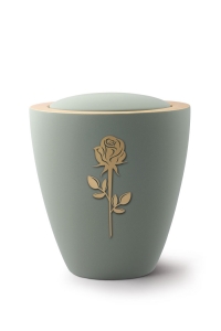 Keramikurne Samtton Oliv, mit mattierter Rose