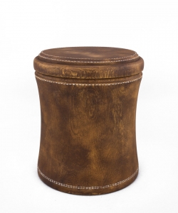 Urne in Leder-Optik aus Holz