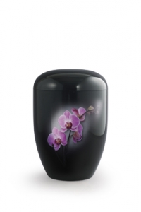 Bio Urne schwarz Klavierlack Orchidee