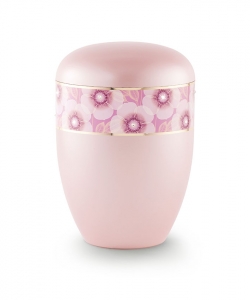 Urnen im online Shop: Urne rosa florales Dekor sofort verfügbar.